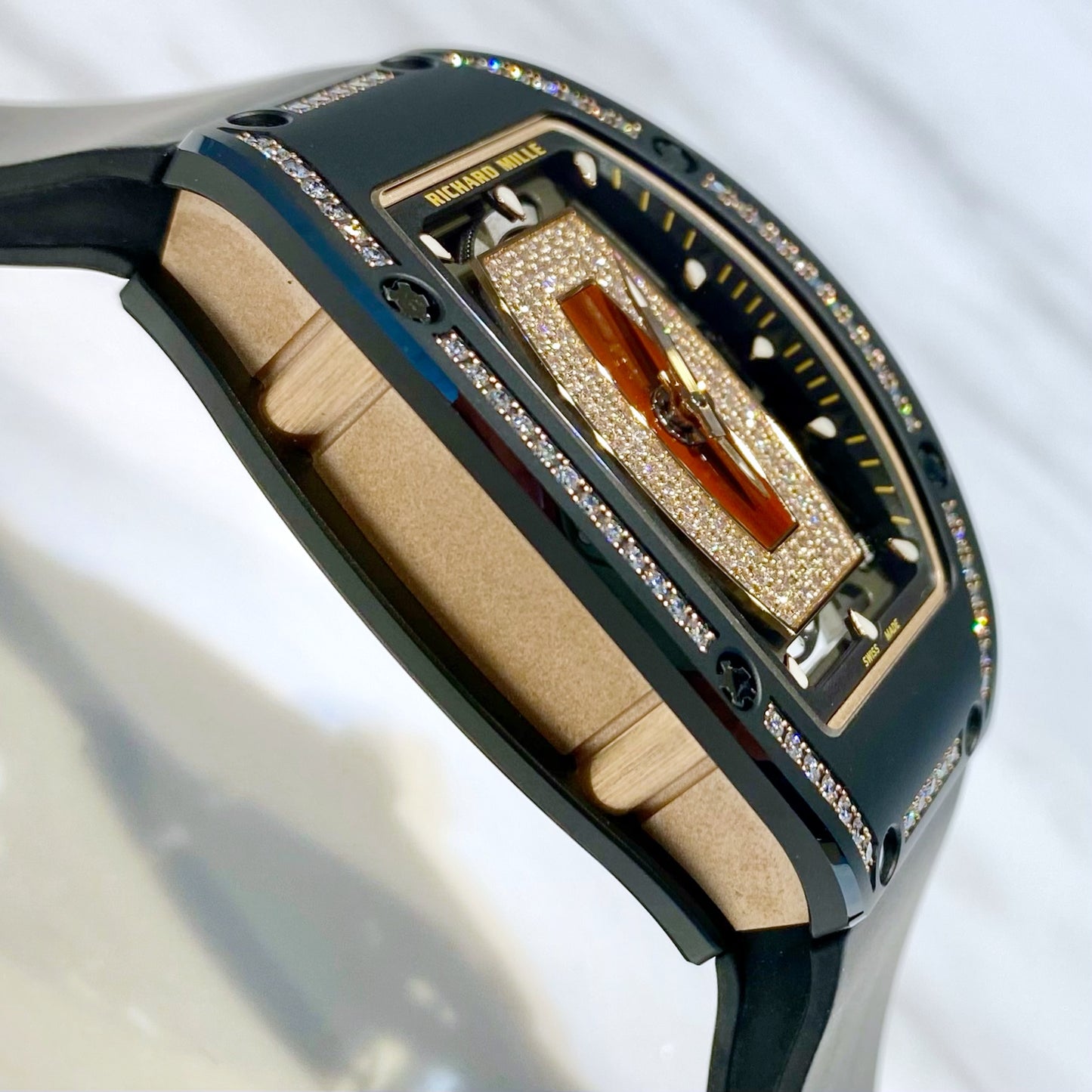 Richard Mille RM07-01 Automatic Winding Black Ceramic One Rows Diamond Jasper - ART Luxury_Japan