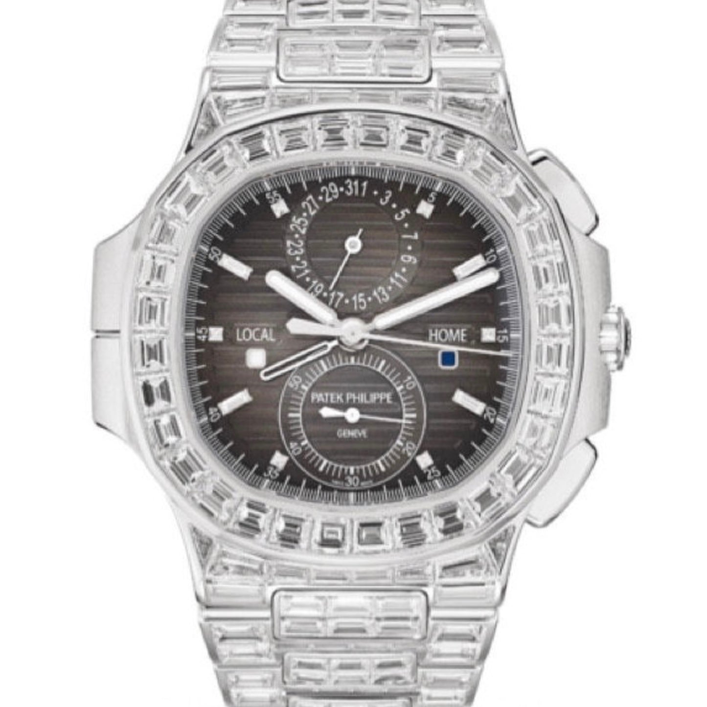 Patek Philippe Nautilus Chronograph Travel Time Baguette Diamond 5990/1400G-001 - ART Luxury_Japan