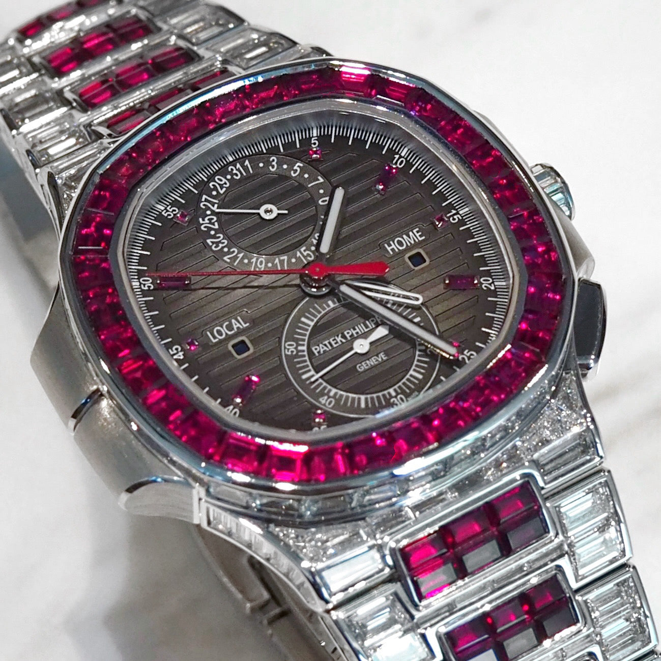 Patek Philippe Nautilus Chronograph Travel Time Baguette Ruby 5990/1422G-001 - ART Luxury_Japan