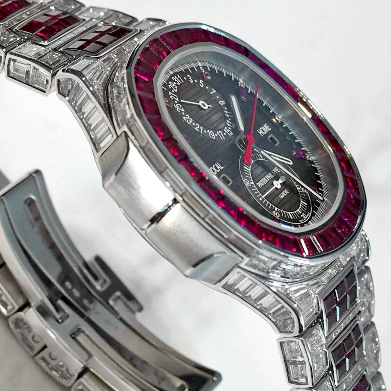 Patek Philippe Nautilus Chronograph Travel Time Baguette Ruby 5990/1422G-001 - ART Luxury_Japan
