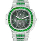 Patek Philippe Nautilus Chronograph Travel Time Baguette Emerald 5990/1423G-001 - ART Luxury_Japan