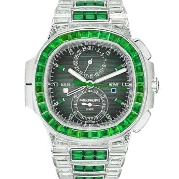 Patek Philippe Nautilus Chronograph Travel Time Baguette Emerald 5990/1423G-001 - ART Luxury_Japan