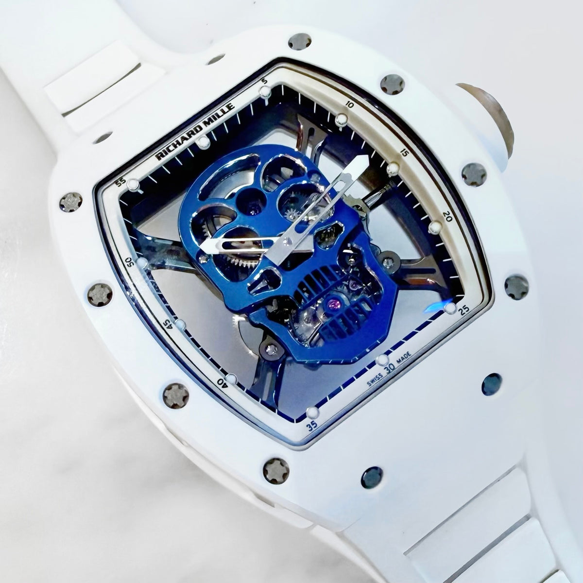 Richard Mille RM52-01 White Ceramic Blue Skull Limited Edition - ART Luxury_Japan