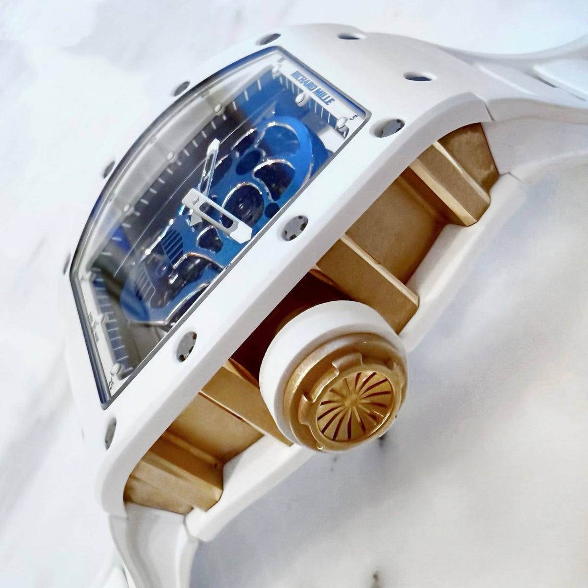 Richard Mille RM52-01 White Ceramic Blue Skull Limited Edition - ART Luxury_Japan