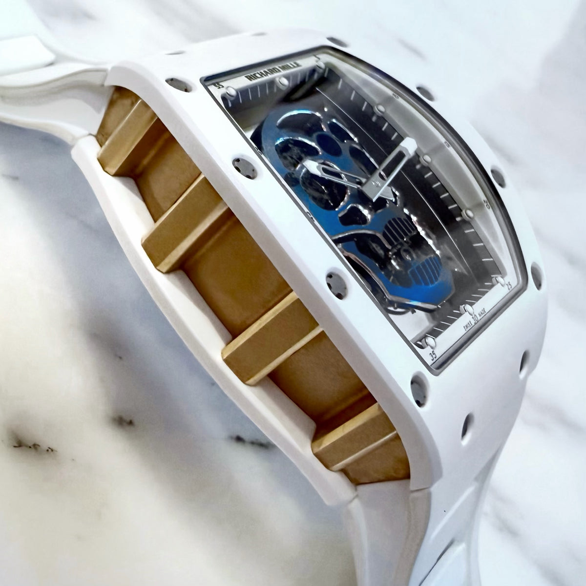 Richard Mille RM52-01 White Ceramic Blue Skull Limited Edition - ART Luxury_Japan