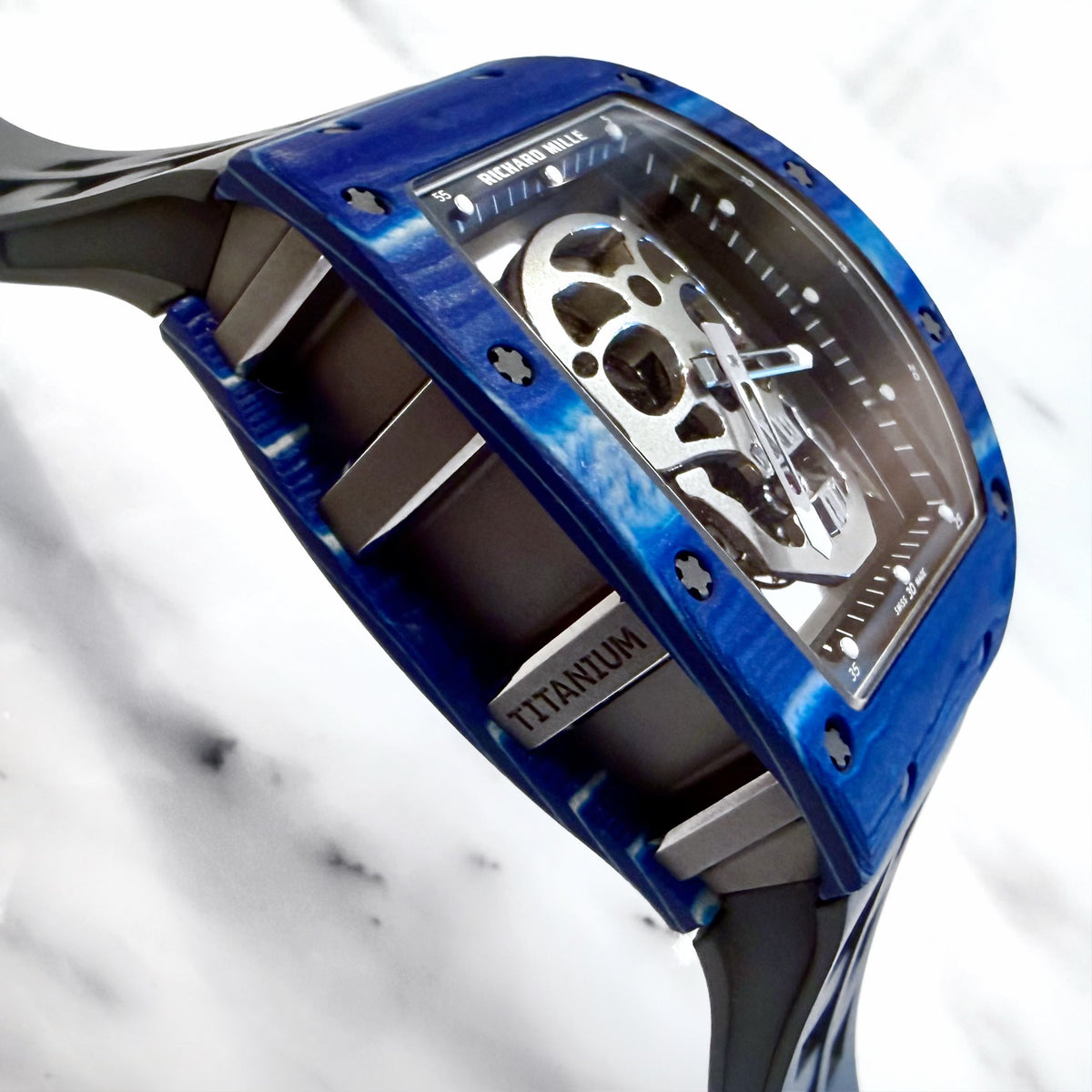 Richard Mille RM52-01 Blue Carbon TPT Tourbillon Skull Limited Edition - ART Luxury_Japan