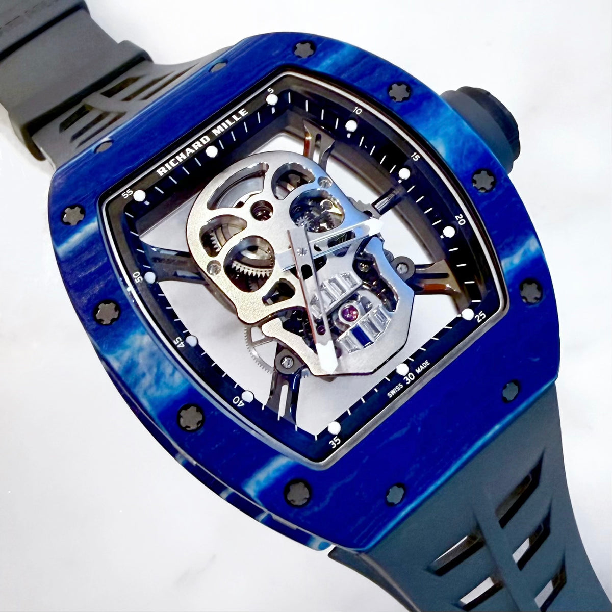 Richard Mille RM52-01 Blue Carbon TPT Tourbillon Skull Limited Edition - ART Luxury_Japan