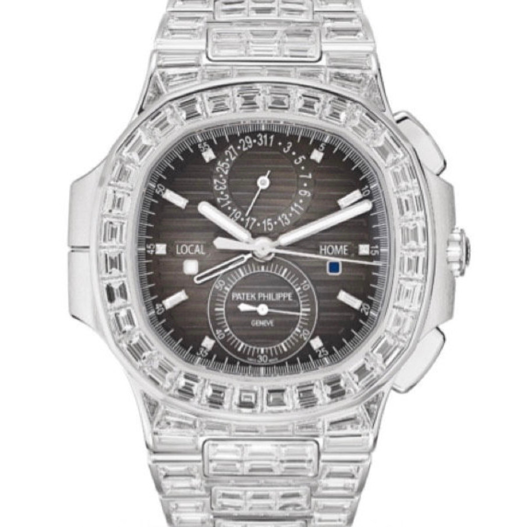 Patek Philippe Nautilus Chronograph Travel Time Baguette Diamond 5990/1400G-001 - ART Luxury_Japan